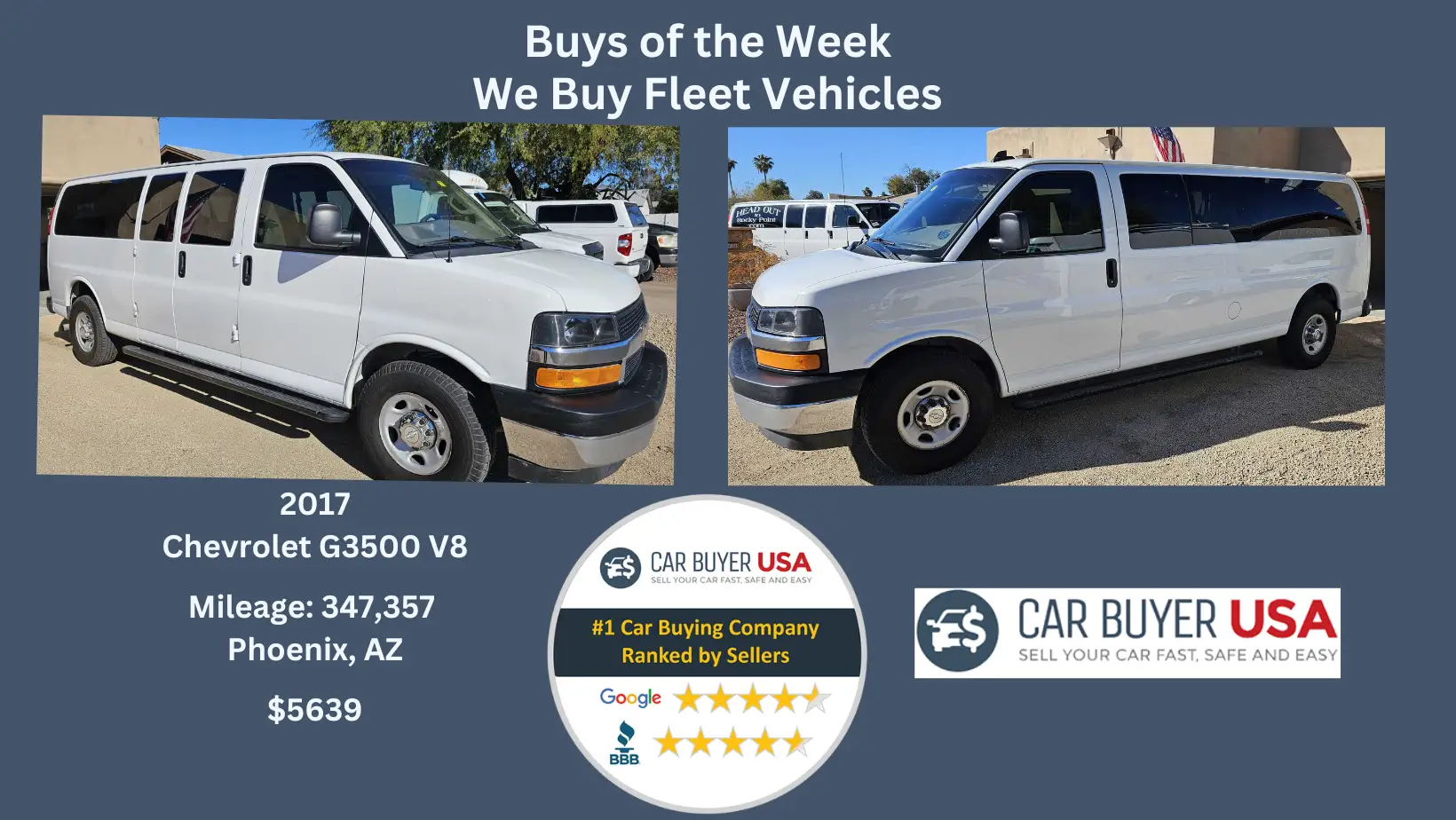 CarBuyerUSA - 2017 Chevrolet G3500 V8 Phoenix, AZ - $5639