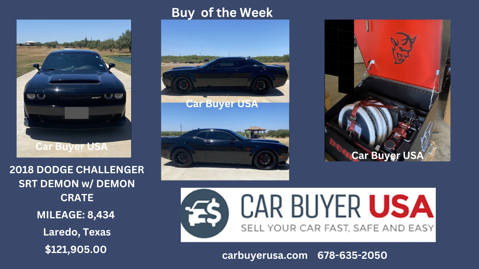 CarBuyerUSA bought this 2018 Dodge Challenger SRT Demon w/ Demon Crate in Laredo, TX for $121,905.00